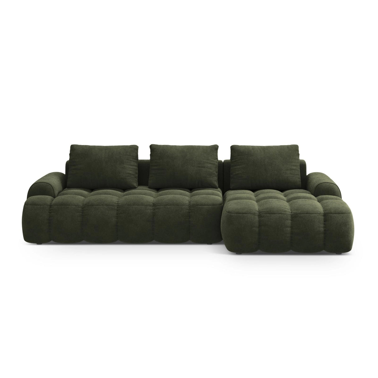 Linz 3-Sitzer Ecksofa mit Schlaffunktion, Rechte Seite, aus Samt in Grün (Vogue 11), 275x142 cm von Cosmopolitan Design – Bild 1