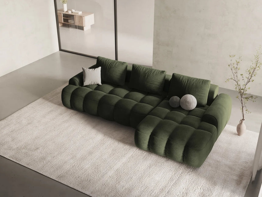 Linz 3-Sitzer Ecksofa mit Schlaffunktion, Rechte Seite, aus Samt in Grün (Vogue 11), 275x142 cm von Cosmopolitan Design – Bild 2
