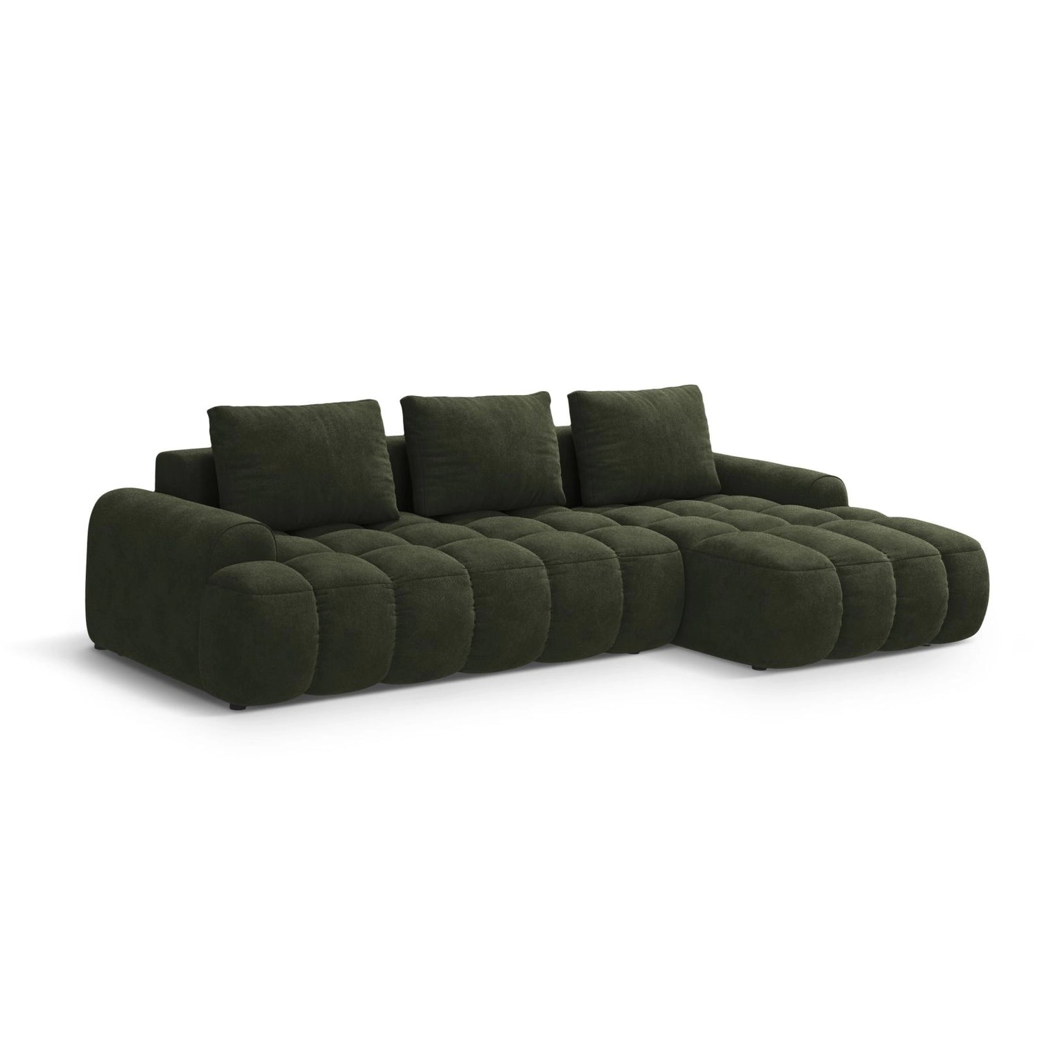 Linz 3-Sitzer Ecksofa mit Schlaffunktion, Rechte Seite, aus Samt in Grün (Vogue 11), 275x142 cm von Cosmopolitan Design – Bild 4