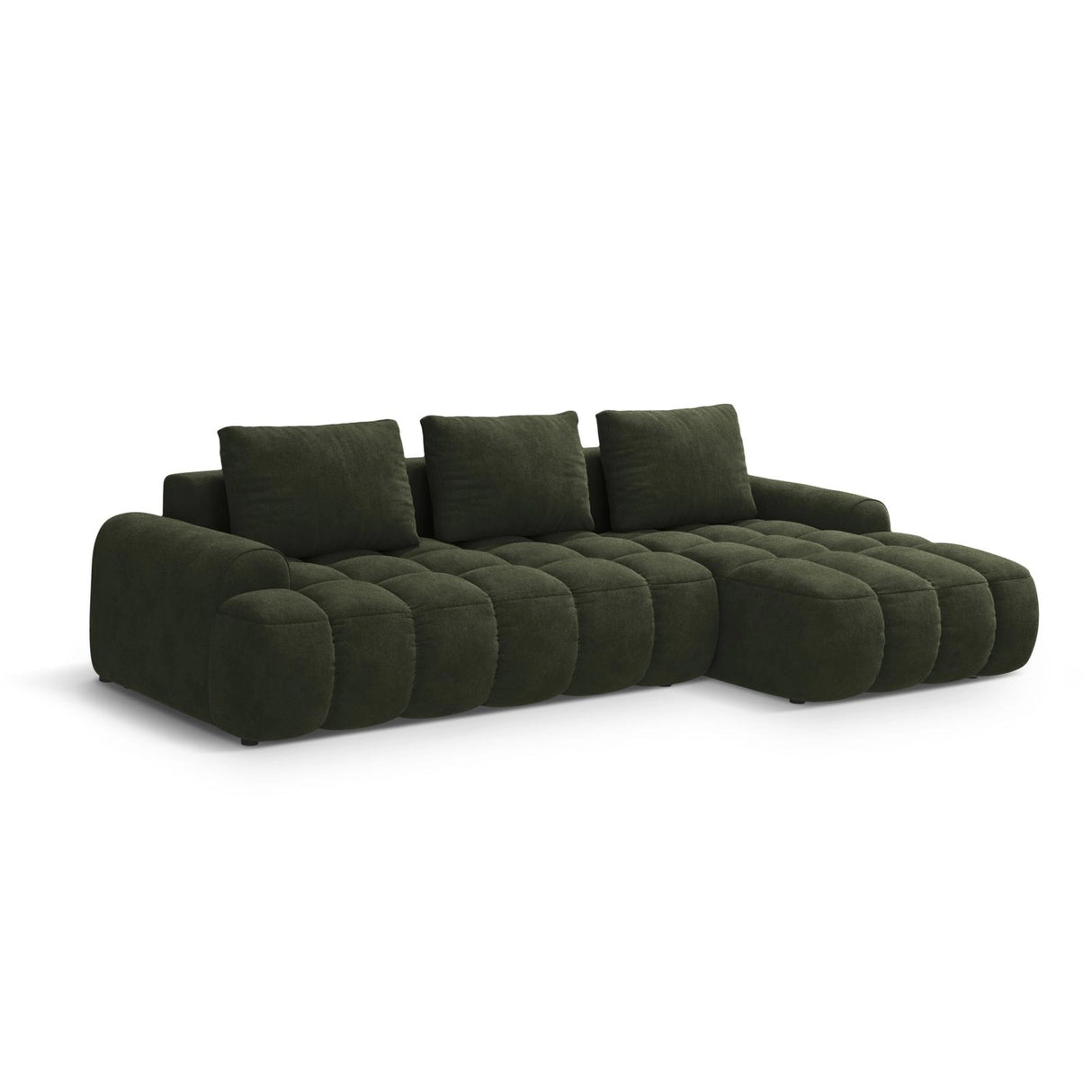 Linz 3-Sitzer Ecksofa mit Schlaffunktion, Rechte Seite, aus Samt in Grün (Vogue 11), 275x142 cm von Cosmopolitan Design – Bild 4