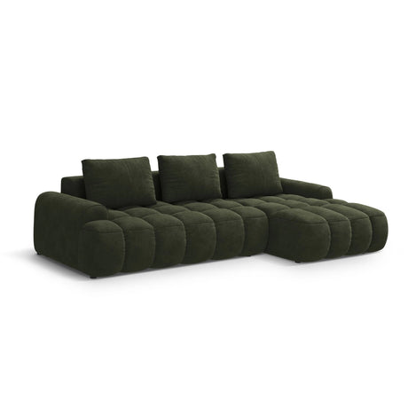 Linz 3-Sitzer Ecksofa mit Schlaffunktion, Rechte Seite, aus Samt in Grün (Vogue 11), 275x142 cm von Cosmopolitan Design – Bild 4