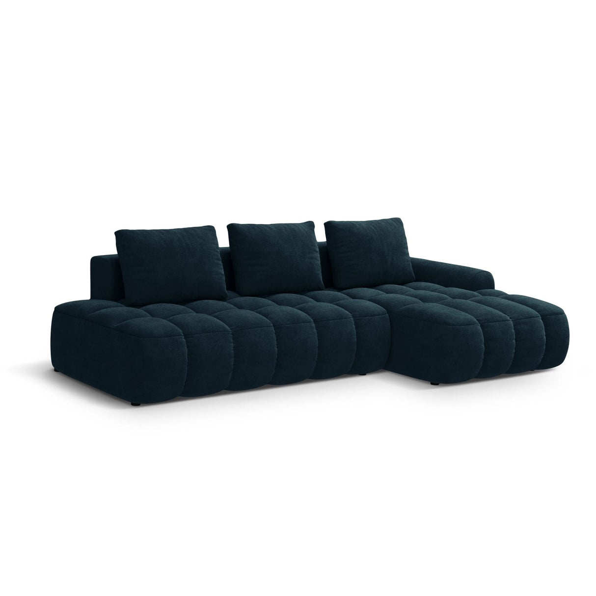 Linz 3-Sitzer Ecksofa mit Schlaffunktion, Rechte Seite, aus Samt in Tiefes Petrol (Vogue 13), 275x142 cm von Cosmopolitan Design – Bild 4