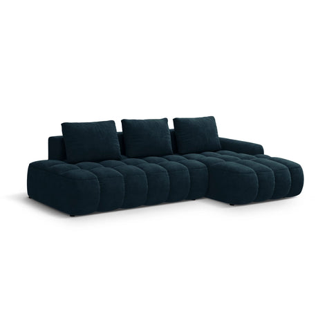 Linz 3-Sitzer Ecksofa mit Schlaffunktion, Rechte Seite, aus Samt in Tiefes Petrol (Vogue 13), 275x142 cm von Cosmopolitan Design – Bild 4