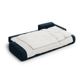 Linz 3-Sitzer Ecksofa mit Schlaffunktion, Rechte Seite, aus Samt in Tiefes Petrol (Vogue 13), 275x142 cm von Cosmopolitan Design – Bild 6