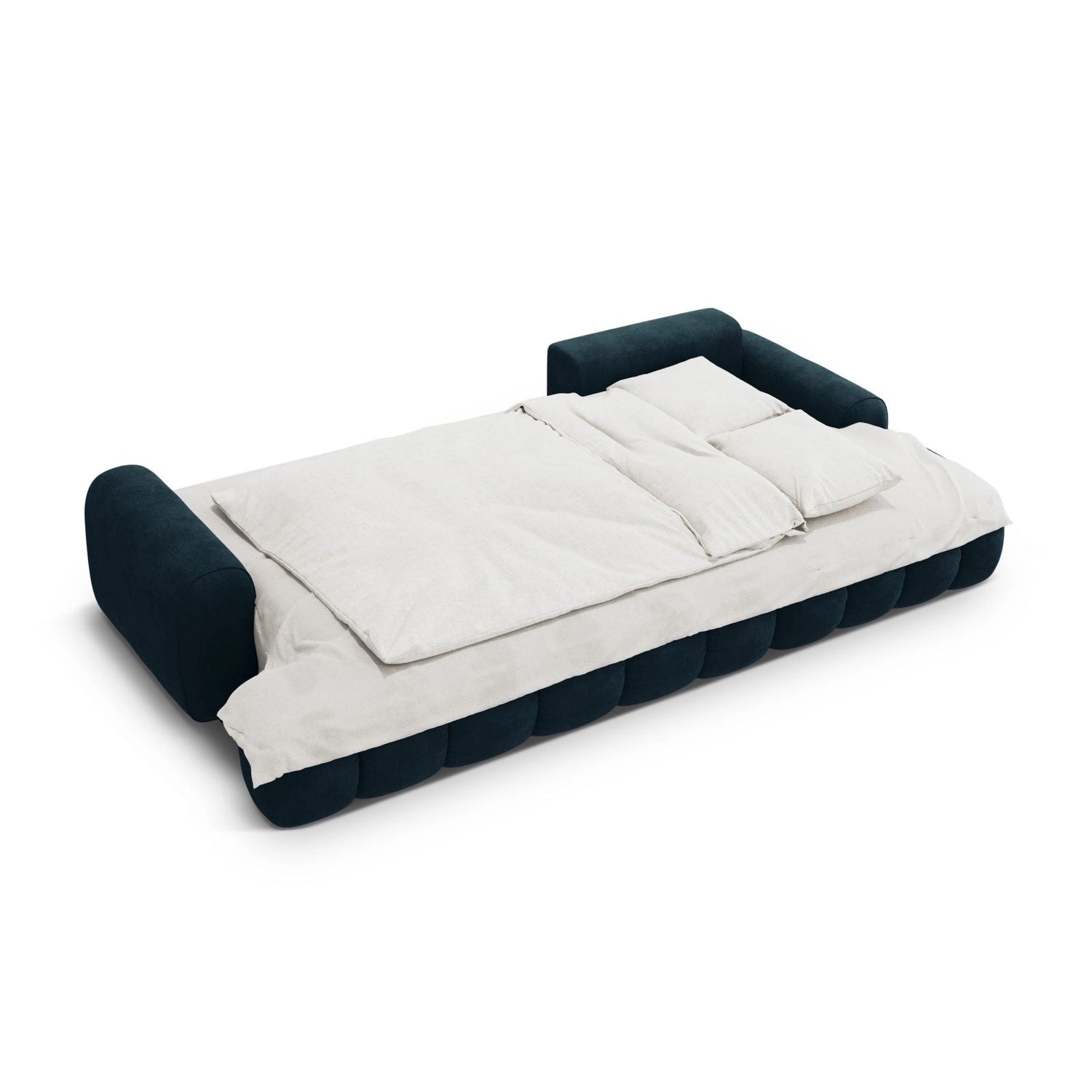 Linz 3-Sitzer Ecksofa mit Schlaffunktion, Rechte Seite, aus Samt in Tiefes Petrol (Vogue 13), 275x142 cm von Cosmopolitan Design – Bild 6
