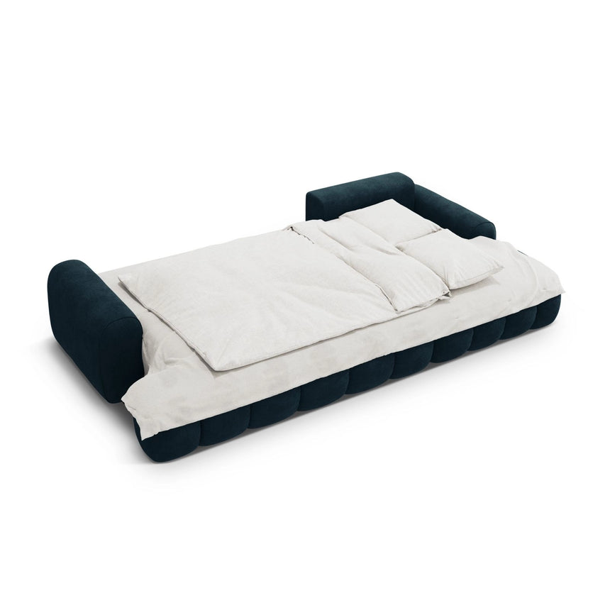 Linz 3-Sitzer Ecksofa mit Schlaffunktion, Rechte Seite, aus Samt in Tiefes Petrol (Vogue 13), 275x142 cm von Cosmopolitan Design – Bild 6