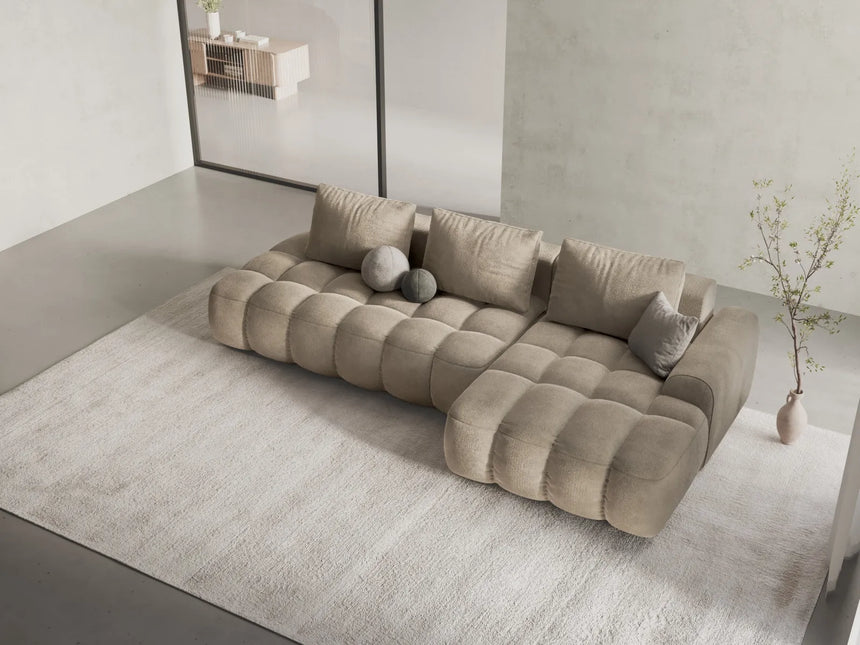 Linz 3-Sitzer Ecksofa mit Schlaffunktion, Rechte Seite, aus Samt oder Strukturstoff, 275x142 cm von Cosmopolitan Design – Bild 2