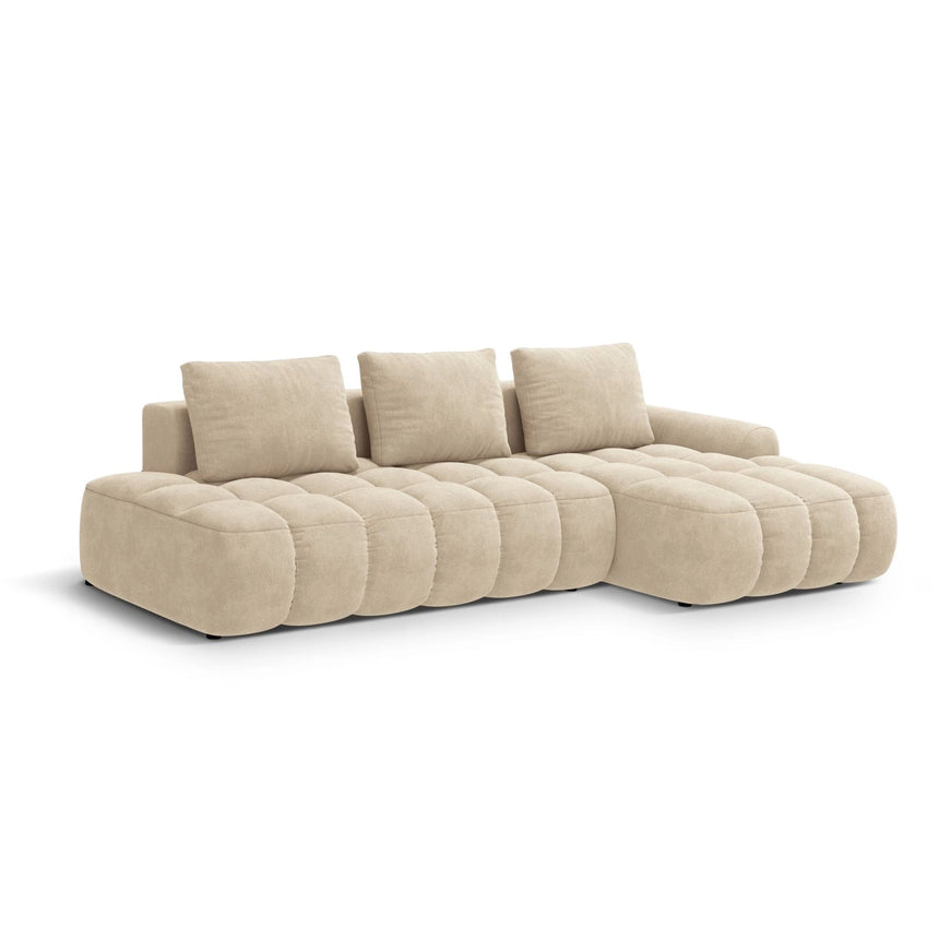 Linz 3-Sitzer Ecksofa mit Schlaffunktion, Rechte Seite, aus Samt oder Strukturstoff, 275x142 cm von Cosmopolitan Design – Bild 4