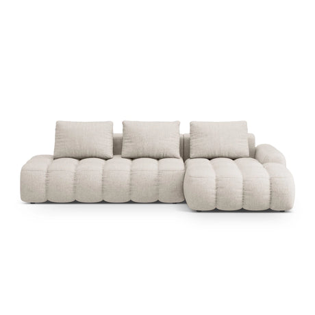 Linz 3-Sitzer Ecksofa mit Schlaffunktion, Rechte Seite, aus Strukturierter Stoff in Beige (Sorella 03), 275x142 cm von Cosmopolitan Design – Bild 1
