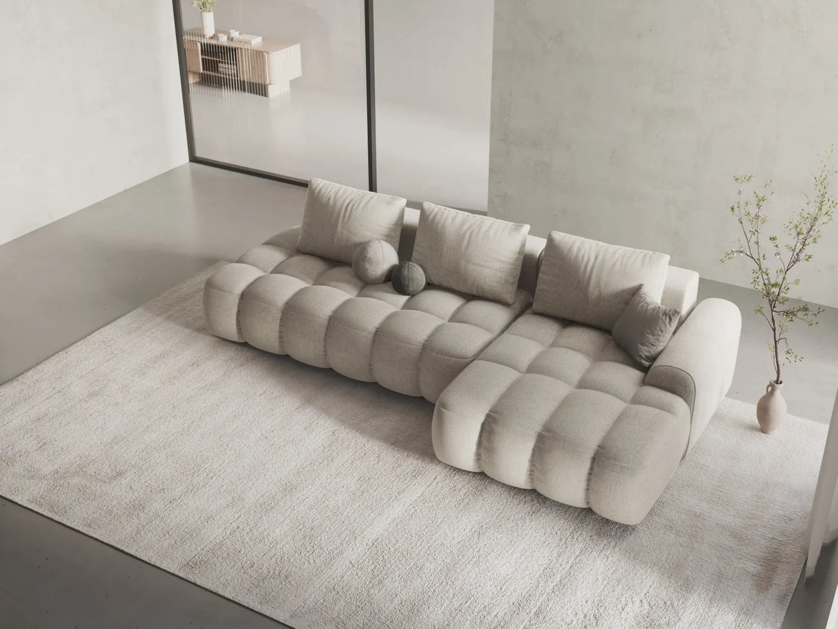 Linz 3-Sitzer Ecksofa mit Schlaffunktion, Rechte Seite, aus Strukturierter Stoff in Beige (Sorella 03), 275x142 cm von Cosmopolitan Design – Bild 2