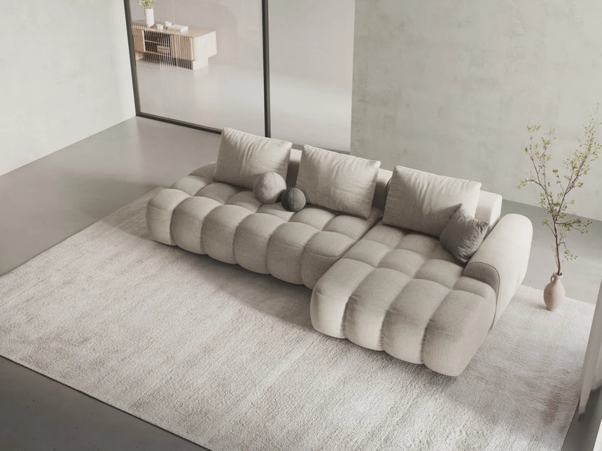 Linz 3-Sitzer Ecksofa mit Schlaffunktion, Rechte Seite, aus Strukturierter Stoff in Beige (Sorella 03), 275x142 cm von Cosmopolitan Design – Bild 2