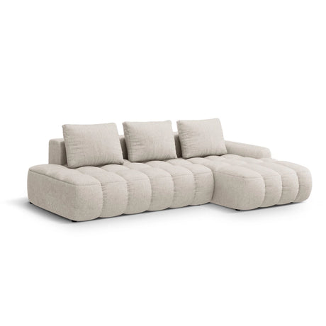 Linz 3-Sitzer Ecksofa mit Schlaffunktion, Rechte Seite, aus Strukturierter Stoff in Beige (Sorella 03), 275x142 cm von Cosmopolitan Design – Bild 4