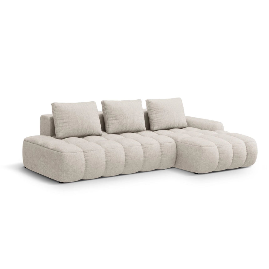 Linz 3-Sitzer Ecksofa mit Schlaffunktion, Rechte Seite, aus Strukturierter Stoff in Beige (Sorella 03), 275x142 cm von Cosmopolitan Design – Bild 4