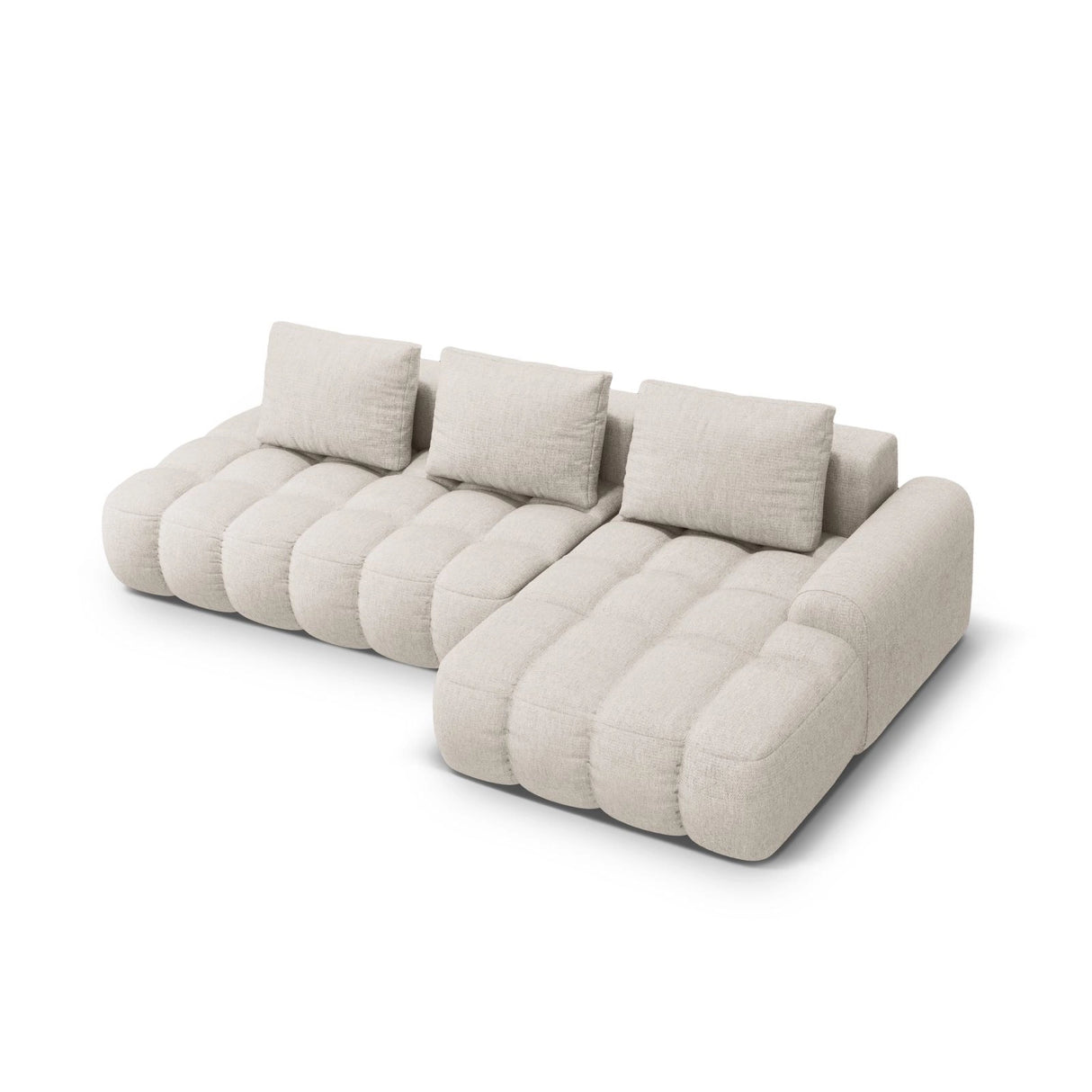 Linz 3-Sitzer Ecksofa mit Schlaffunktion, Rechte Seite, aus Strukturierter Stoff in Beige (Sorella 03), 275x142 cm von Cosmopolitan Design – Bild 5