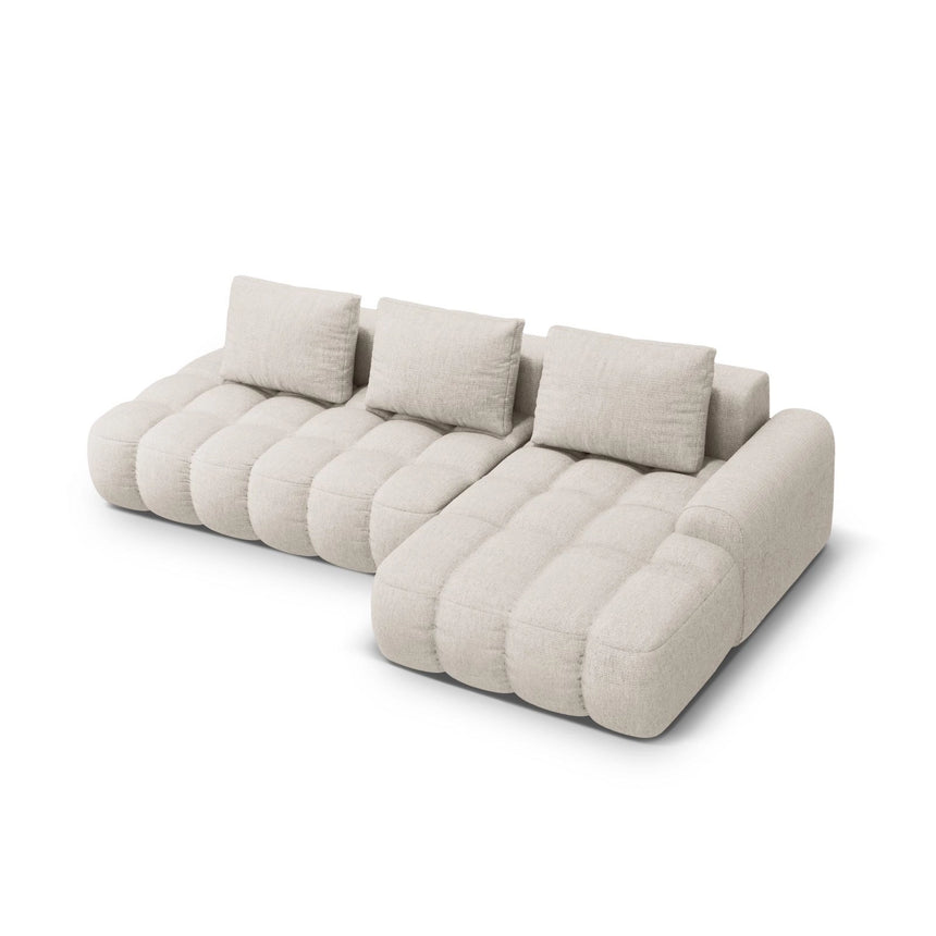 Linz 3-Sitzer Ecksofa mit Schlaffunktion, Rechte Seite, aus Strukturierter Stoff in Beige (Sorella 03), 275x142 cm von Cosmopolitan Design – Bild 5