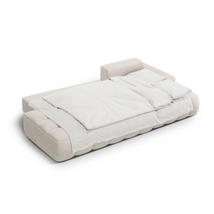 Linz 3-Sitzer Ecksofa mit Schlaffunktion, Rechte Seite, aus Strukturierter Stoff in Beige (Sorella 03), 275x142 cm von Cosmopolitan Design – Bild 6