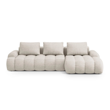 Linz 3-Sitzer Ecksofa mit Schlaffunktion, Rechte Seite, aus Strukturierter Stoff in Beige (Sorella 03), 275x142 cm von Cosmopolitan Design – Bild 1