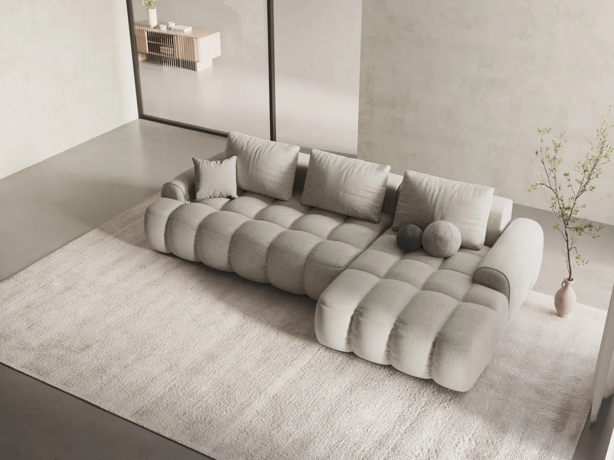 Linz 3-Sitzer Ecksofa mit Schlaffunktion, Rechte Seite, aus Strukturierter Stoff in Beige (Sorella 03), 275x142 cm von Cosmopolitan Design – Bild 2