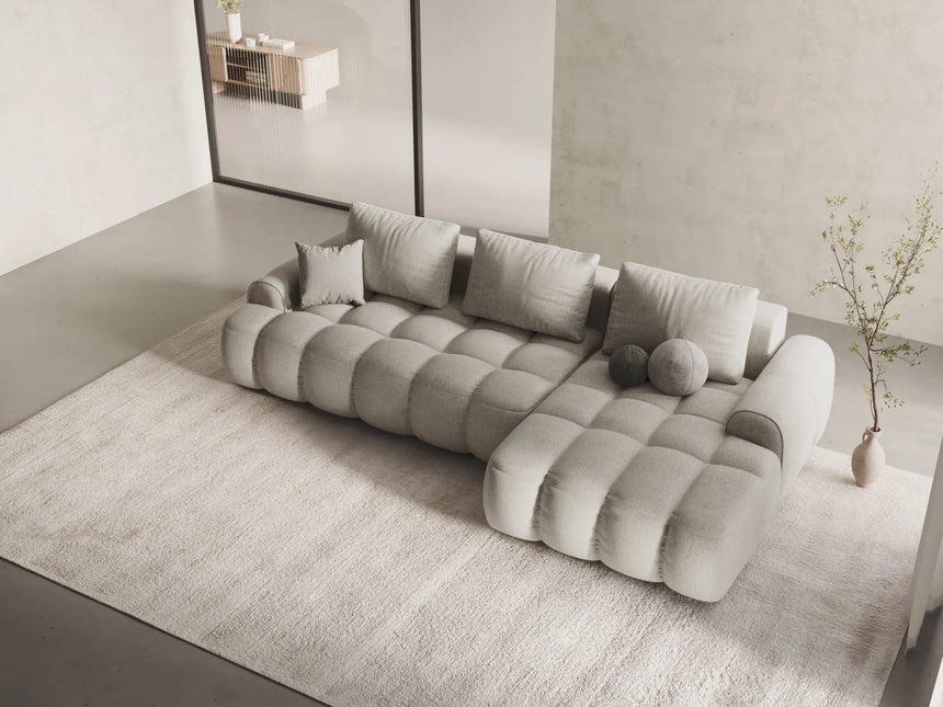 Linz 3-Sitzer Ecksofa mit Schlaffunktion, Rechte Seite, aus Strukturierter Stoff in Beige (Sorella 03), 275x142 cm von Cosmopolitan Design – Bild 2