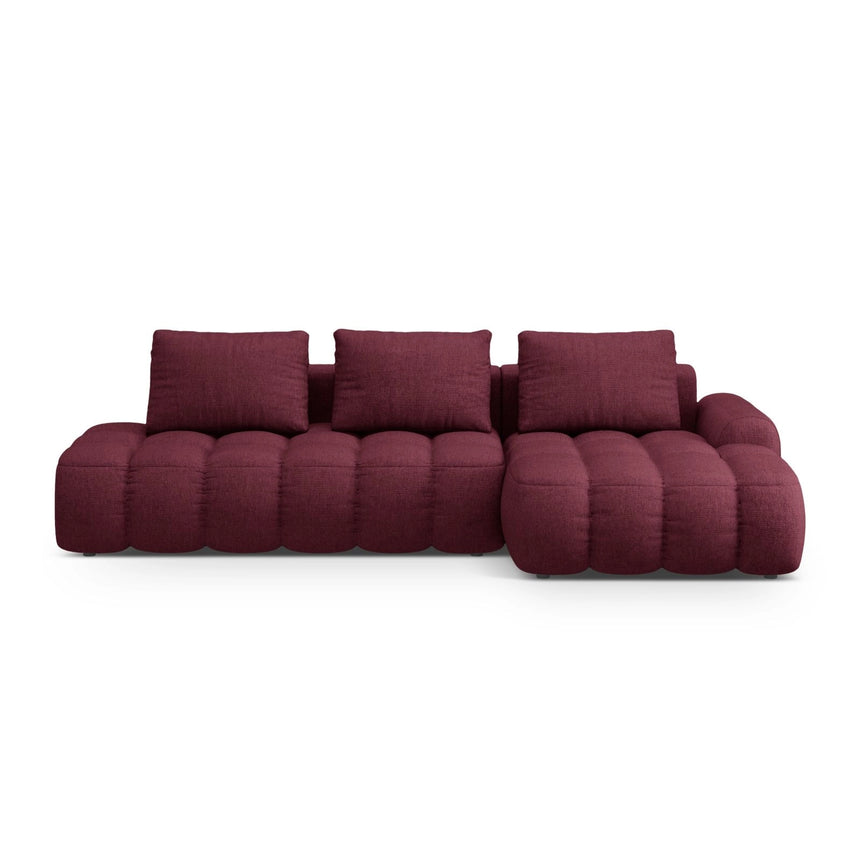 Linz 3-Sitzer Ecksofa mit Schlaffunktion, Rechte Seite, aus Strukturierter Stoff in Burgund (Sorella 59), 275x142 cm von Cosmopolitan Design – Bild 1