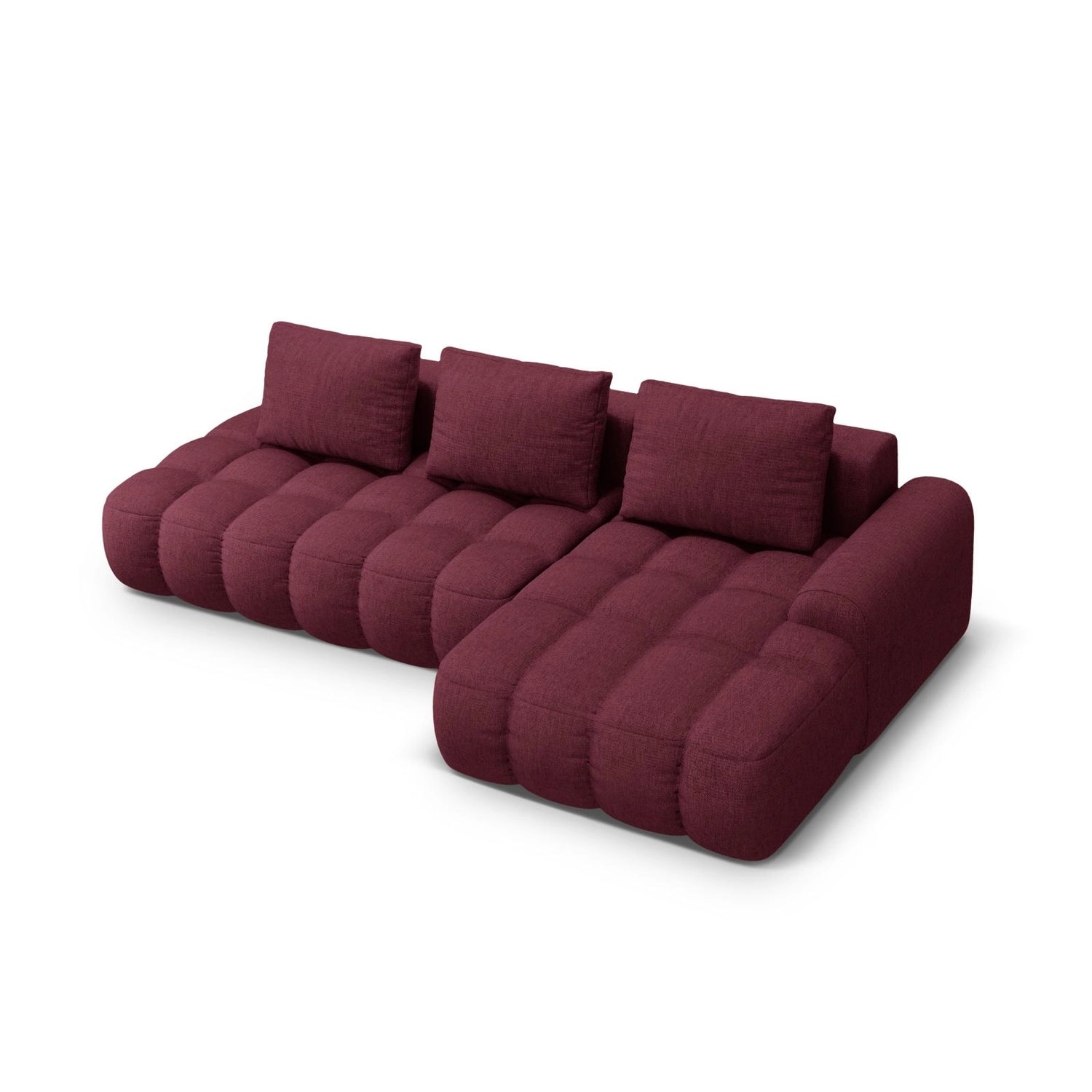 Linz 3-Sitzer Ecksofa mit Schlaffunktion, Rechte Seite, aus Strukturierter Stoff in Burgund (Sorella 59), 275x142 cm von Cosmopolitan Design – Bild 5