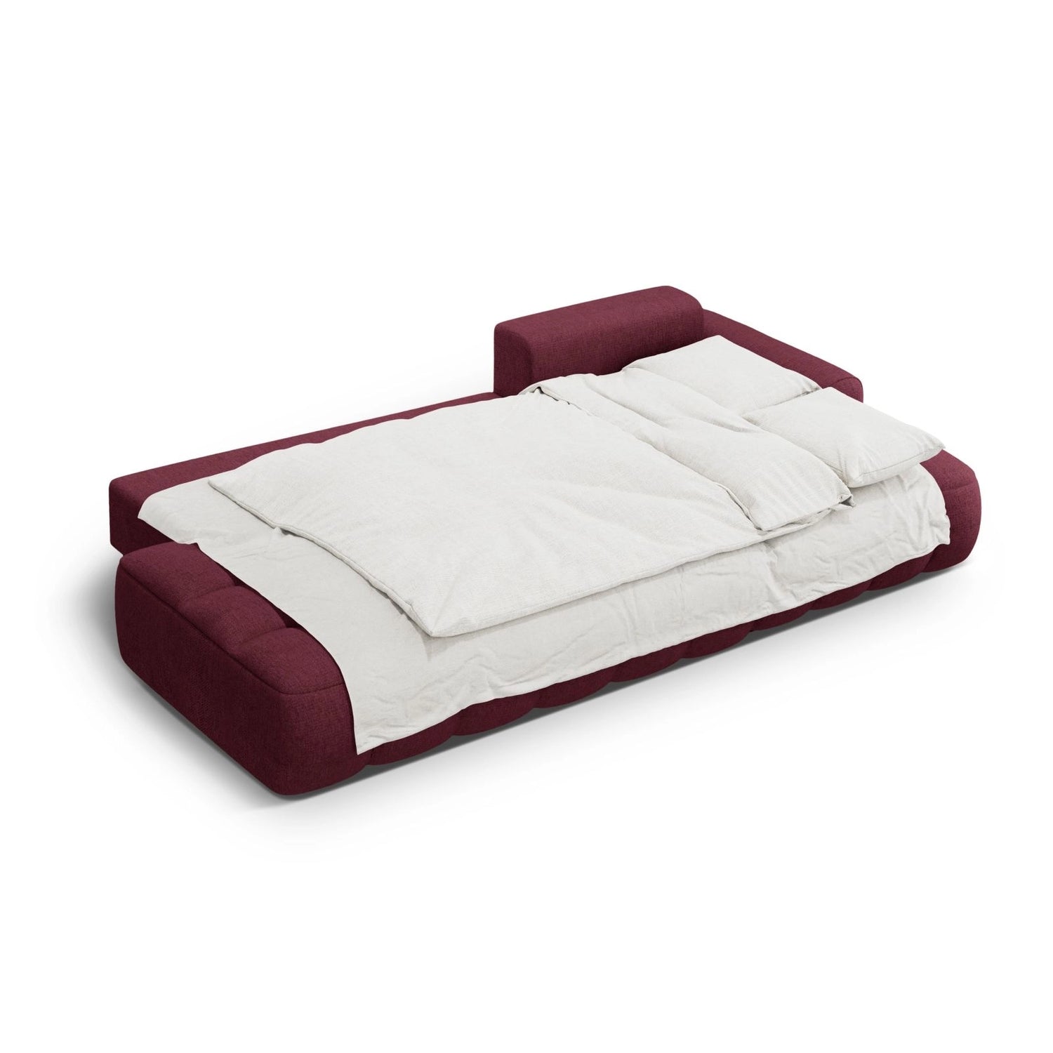 Linz 3-Sitzer Ecksofa mit Schlaffunktion, Rechte Seite, aus Strukturierter Stoff in Burgund (Sorella 59), 275x142 cm von Cosmopolitan Design – Bild 6