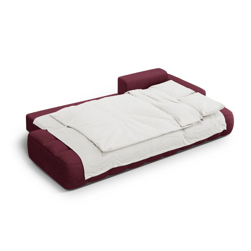 Linz 3-Sitzer Ecksofa mit Schlaffunktion, Rechte Seite, aus Strukturierter Stoff in Burgund (Sorella 59), 275x142 cm von Cosmopolitan Design – Bild 6