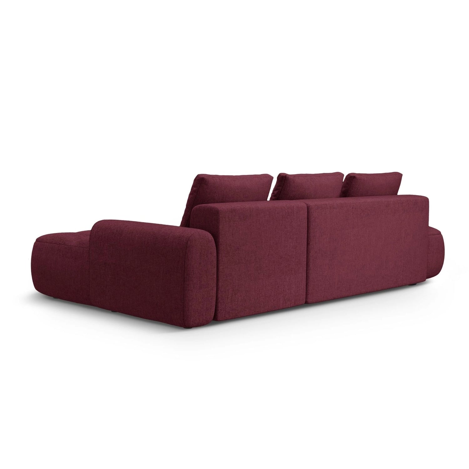Linz 3-Sitzer Ecksofa mit Schlaffunktion, Rechte Seite, aus Strukturierter Stoff in Burgund (Sorella 59), 275x142 cm von Cosmopolitan Design – Bild 7