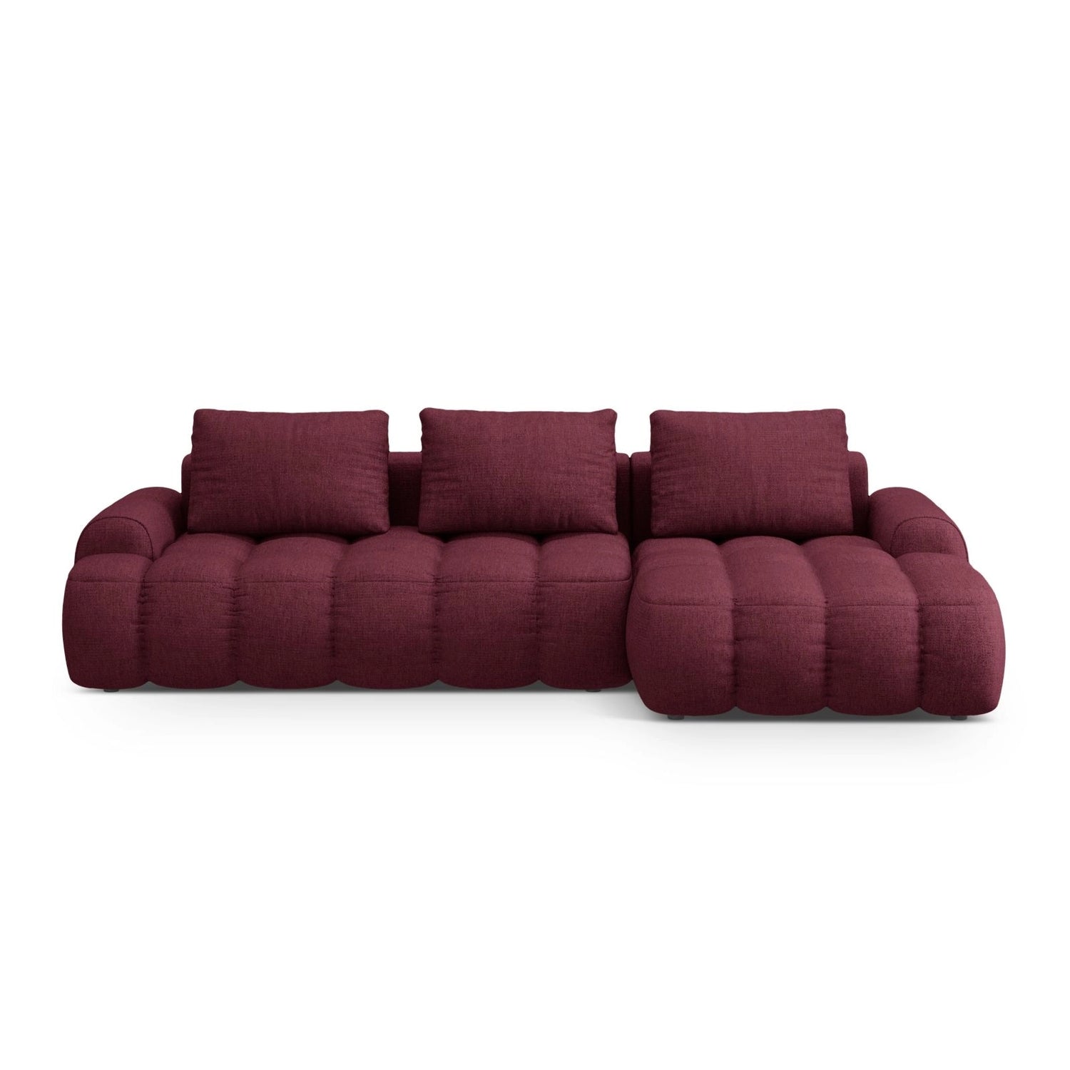 Linz 3-Sitzer Ecksofa mit Schlaffunktion, Rechte Seite, aus Strukturierter Stoff in Burgund (Sorella 59), 275x142 cm von Cosmopolitan Design – Bild 1