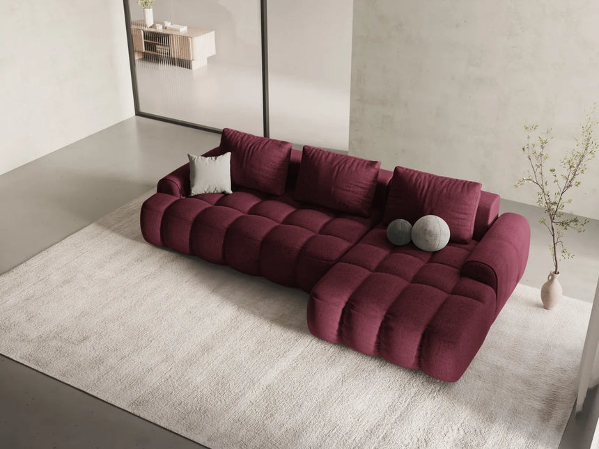 Linz 3-Sitzer Ecksofa mit Schlaffunktion, Rechte Seite, aus Strukturierter Stoff in Burgund (Sorella 59), 275x142 cm von Cosmopolitan Design – Bild 2
