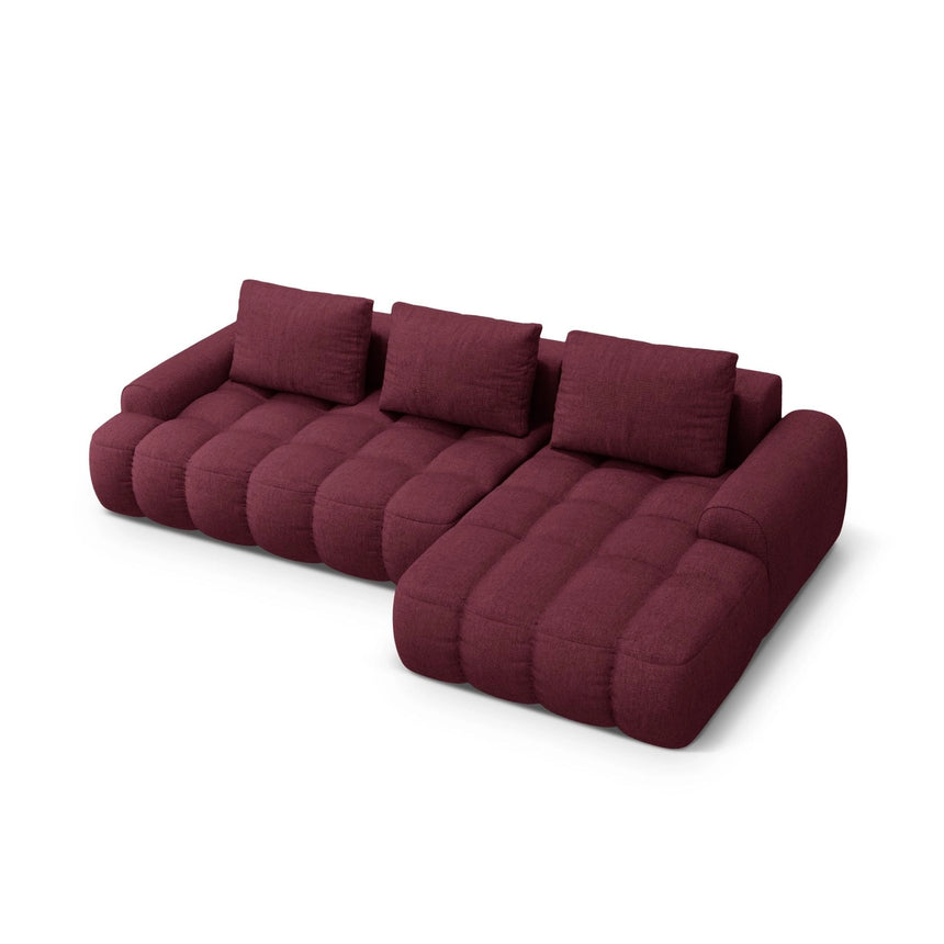 Linz 3-Sitzer Ecksofa mit Schlaffunktion, Rechte Seite, aus Strukturierter Stoff in Burgund (Sorella 59), 275x142 cm von Cosmopolitan Design – Bild 5