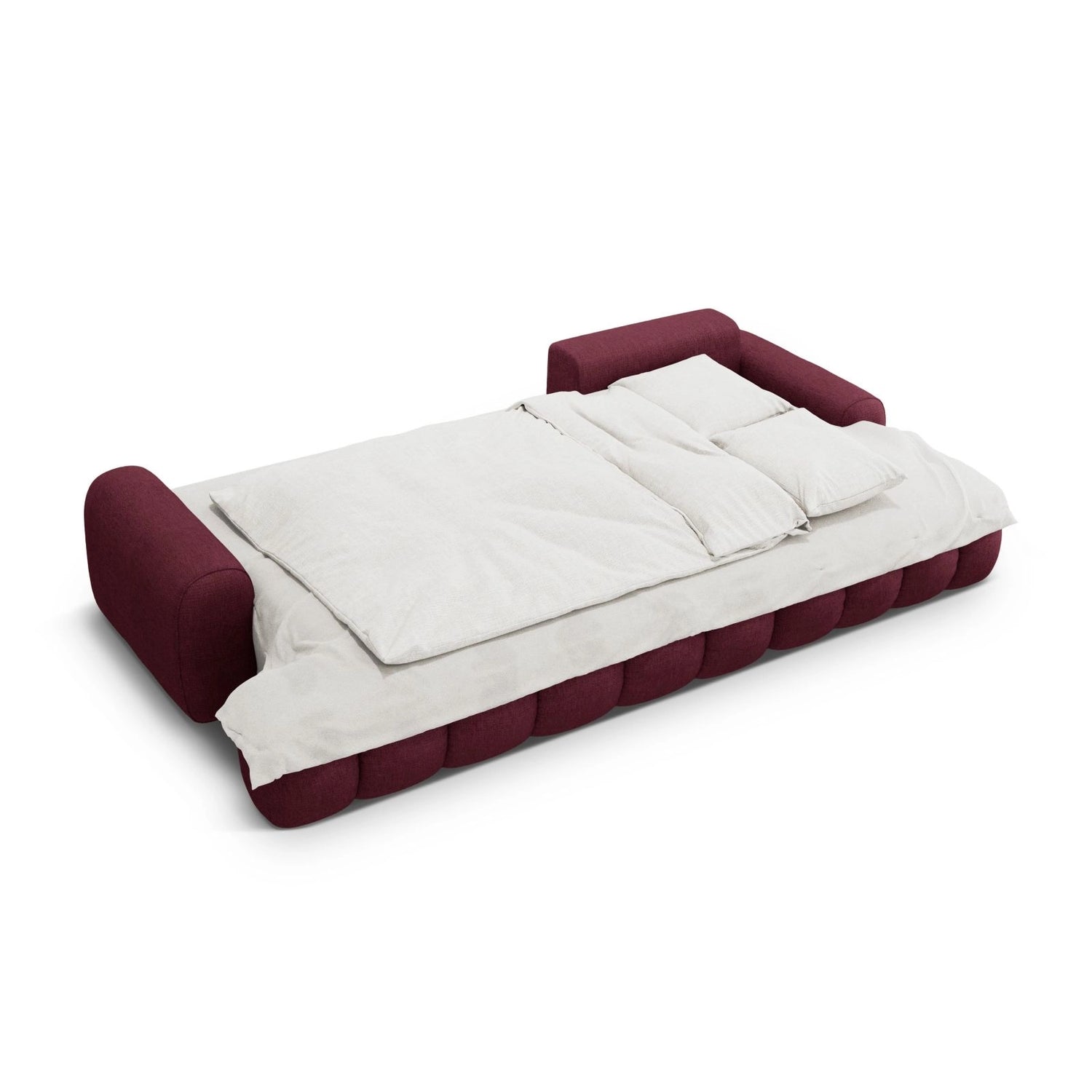 Linz 3-Sitzer Ecksofa mit Schlaffunktion, Rechte Seite, aus Strukturierter Stoff in Burgund (Sorella 59), 275x142 cm von Cosmopolitan Design – Bild 6