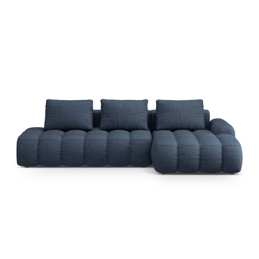 Linz 3-Sitzer Ecksofa mit Schlaffunktion, Rechte Seite, aus Strukturierter Stoff in Dunkelblau (Sorella 77), 275x142 cm von Cosmopolitan Design – Bild 1