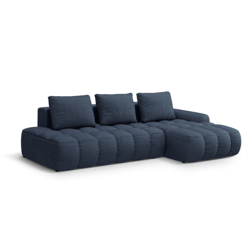 Linz 3-Sitzer Ecksofa mit Schlaffunktion, Rechte Seite, aus Strukturierter Stoff in Dunkelblau (Sorella 77), 275x142 cm von Cosmopolitan Design – Bild 4