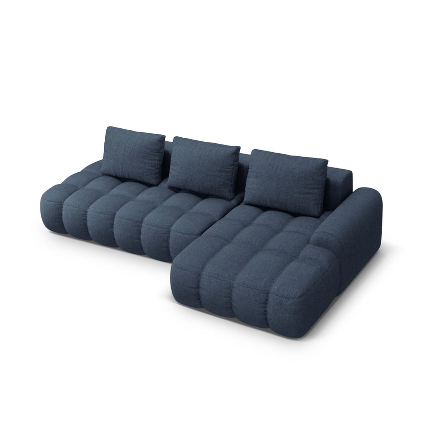 Linz 3-Sitzer Ecksofa mit Schlaffunktion, Rechte Seite, aus Strukturierter Stoff in Dunkelblau (Sorella 77), 275x142 cm von Cosmopolitan Design – Bild 5