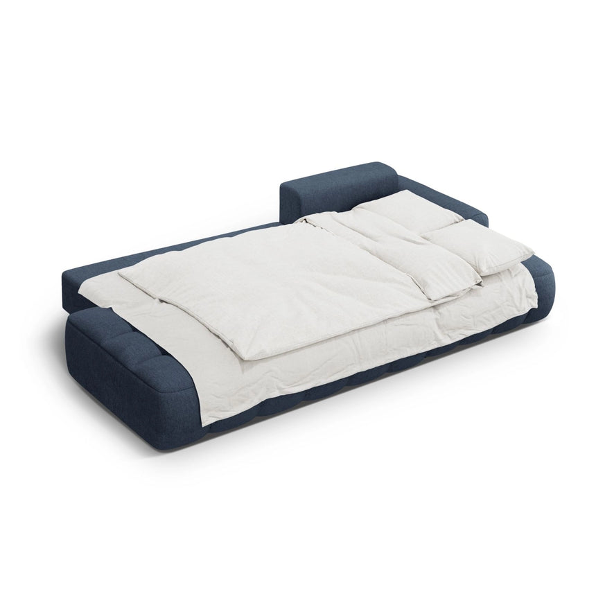 Linz 3-Sitzer Ecksofa mit Schlaffunktion, Rechte Seite, aus Strukturierter Stoff in Dunkelblau (Sorella 77), 275x142 cm von Cosmopolitan Design – Bild 6
