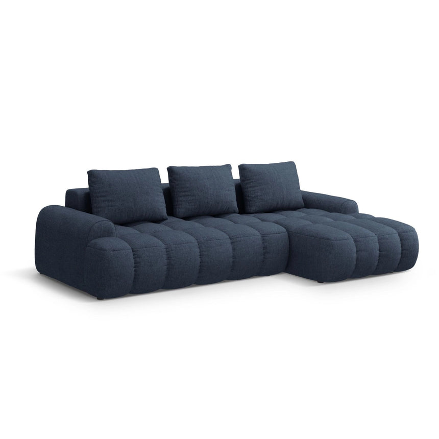 Linz 3-Sitzer Ecksofa mit Schlaffunktion, Rechte Seite, aus Strukturierter Stoff in Dunkelblau (Sorella 77), 275x142 cm von Cosmopolitan Design – Bild 4
