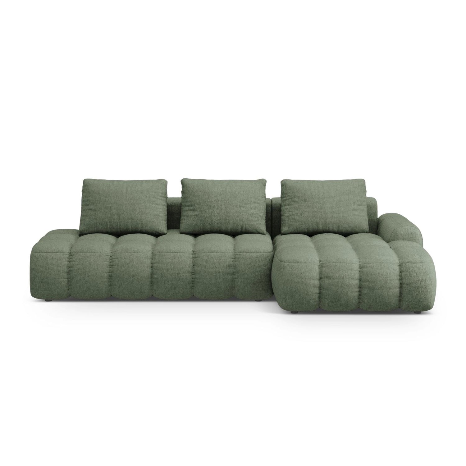 Linz 3-Sitzer Ecksofa mit Schlaffunktion, Rechte Seite, aus Strukturierter Stoff in Dunkles olivgrün (Sorella 34), 275x142 cm von Cosmopolitan Design – Bild 1