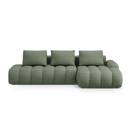 Linz 3-Sitzer Ecksofa mit Schlaffunktion, Rechte Seite, aus Strukturierter Stoff in Dunkles olivgrün (Sorella 34), 275x142 cm von Cosmopolitan Design – Bild 1