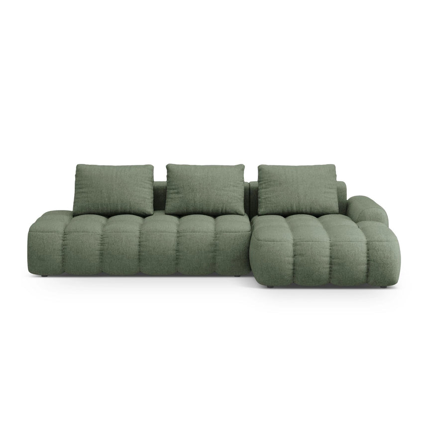 Linz 3-Sitzer Ecksofa mit Schlaffunktion, Rechte Seite, aus Strukturierter Stoff in Dunkles olivgrün (Sorella 34), 275x142 cm von Cosmopolitan Design – Bild 1