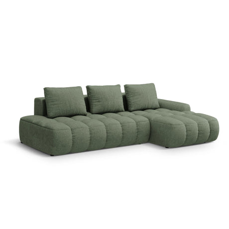 Linz 3-Sitzer Ecksofa mit Schlaffunktion, Rechte Seite, aus Strukturierter Stoff in Dunkles olivgrün (Sorella 34), 275x142 cm von Cosmopolitan Design – Bild 4