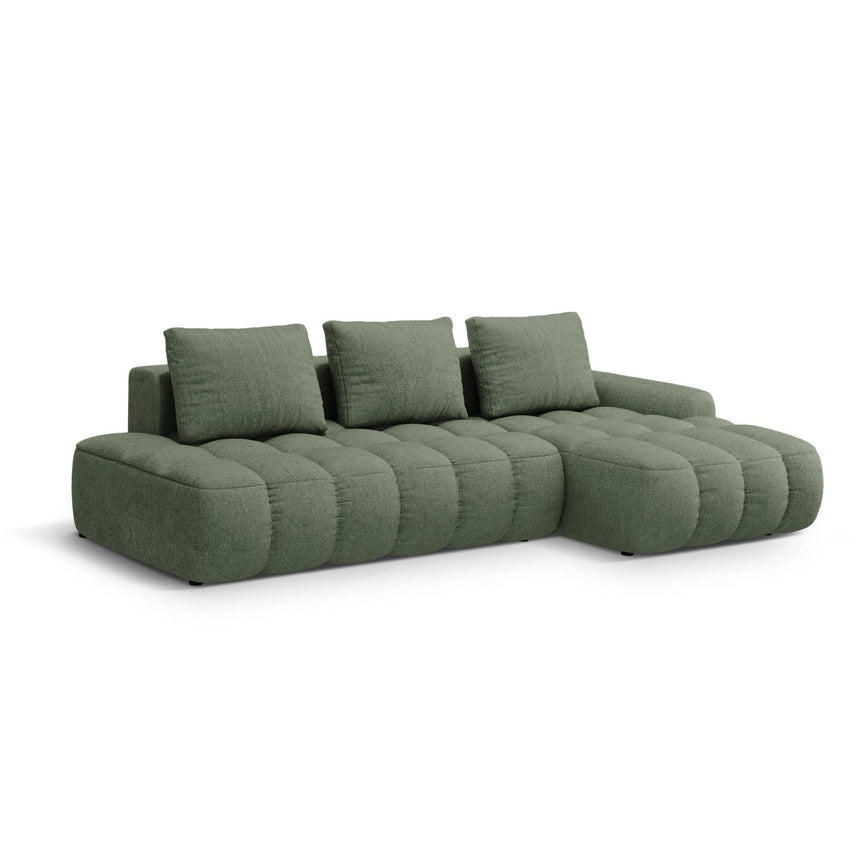Linz 3-Sitzer Ecksofa mit Schlaffunktion, Rechte Seite, aus Strukturierter Stoff in Dunkles olivgrün (Sorella 34), 275x142 cm von Cosmopolitan Design – Bild 4