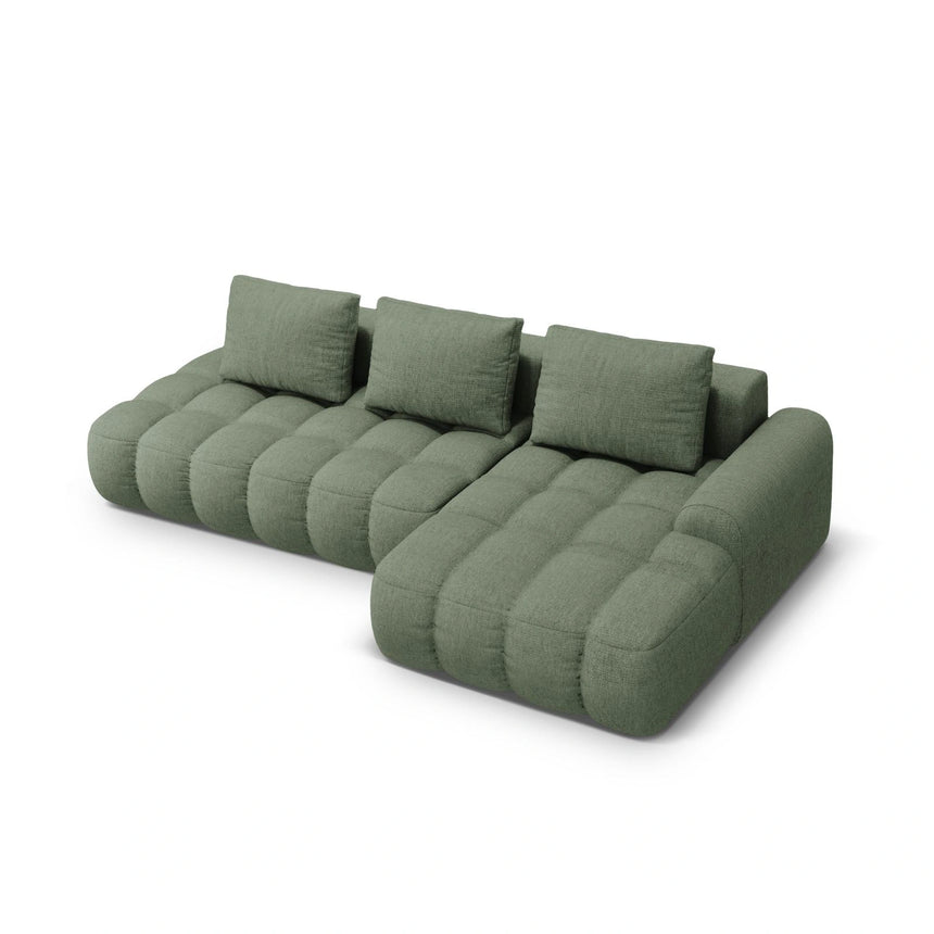 Linz 3-Sitzer Ecksofa mit Schlaffunktion, Rechte Seite, aus Strukturierter Stoff in Dunkles olivgrün (Sorella 34), 275x142 cm von Cosmopolitan Design – Bild 5