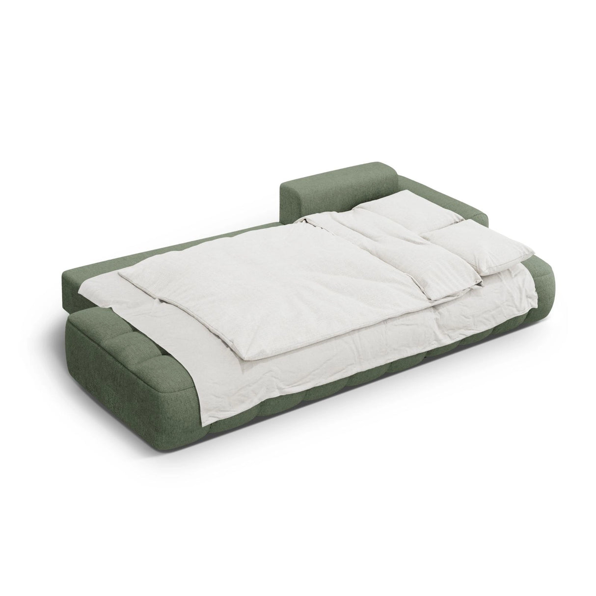 Linz 3-Sitzer Ecksofa mit Schlaffunktion, Rechte Seite, aus Strukturierter Stoff in Dunkles olivgrün (Sorella 34), 275x142 cm von Cosmopolitan Design – Bild 6