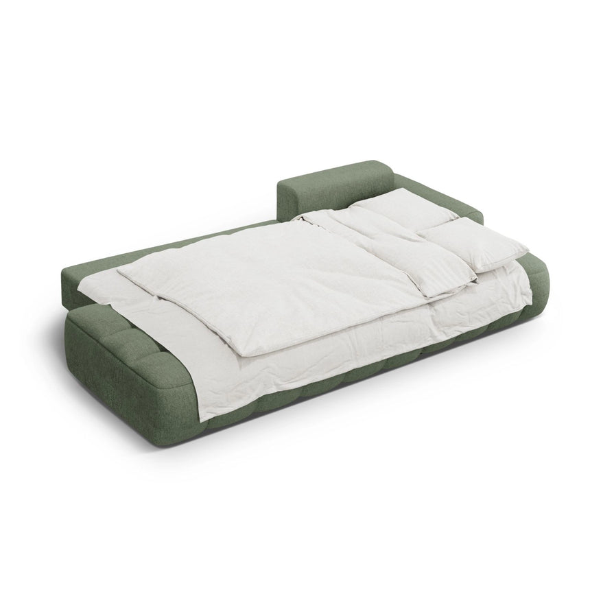 Linz 3-Sitzer Ecksofa mit Schlaffunktion, Rechte Seite, aus Strukturierter Stoff in Dunkles olivgrün (Sorella 34), 275x142 cm von Cosmopolitan Design – Bild 6