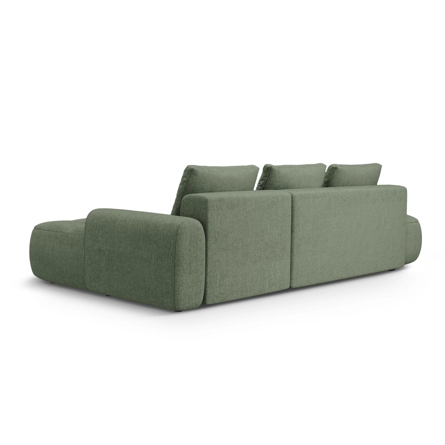 Linz 3-Sitzer Ecksofa mit Schlaffunktion, Rechte Seite, aus Strukturierter Stoff in Dunkles olivgrün (Sorella 34), 275x142 cm von Cosmopolitan Design – Bild 7