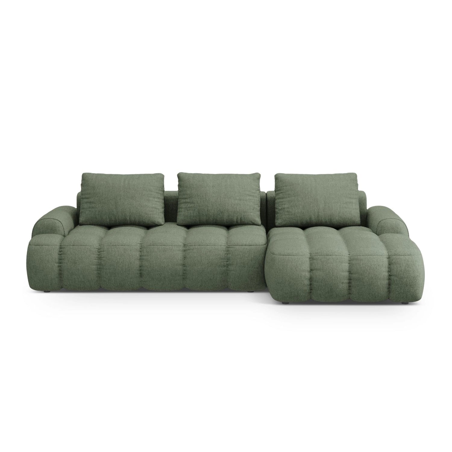 Linz 3-Sitzer Ecksofa mit Schlaffunktion, Rechte Seite, aus Strukturierter Stoff in Dunkles olivgrün (Sorella 34), 275x142 cm von Cosmopolitan Design – Bild 1