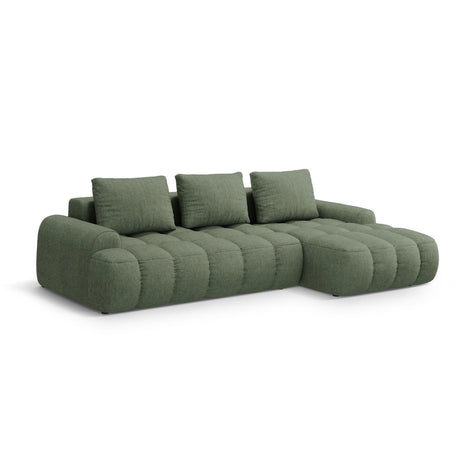 Linz 3-Sitzer Ecksofa mit Schlaffunktion, Rechte Seite, aus Strukturierter Stoff in Dunkles olivgrün (Sorella 34), 275x142 cm von Cosmopolitan Design – Bild 4