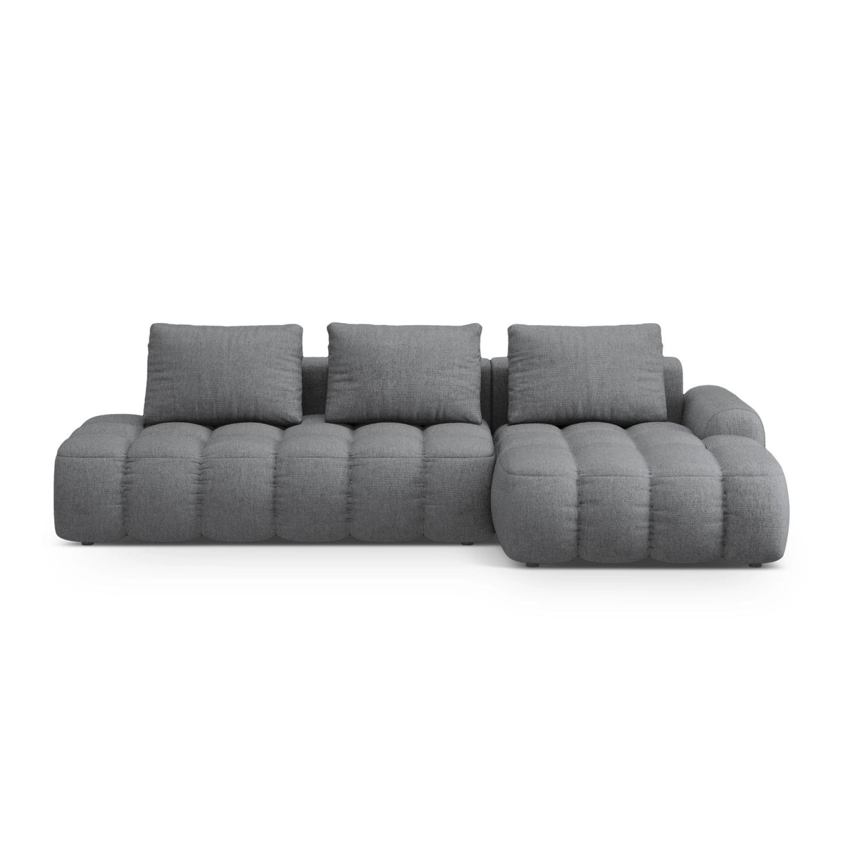 Linz 3-Sitzer Ecksofa mit Schlaffunktion, Rechte Seite, aus Strukturierter Stoff in Grau (Sorella 89), 275x142 cm von Cosmopolitan Design – Bild 1