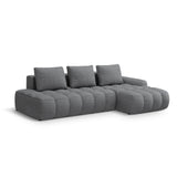Linz 3-Sitzer Ecksofa mit Schlaffunktion, Rechte Seite, aus Strukturierter Stoff in Grau (Sorella 89), 275x142 cm von Cosmopolitan Design – Bild 4